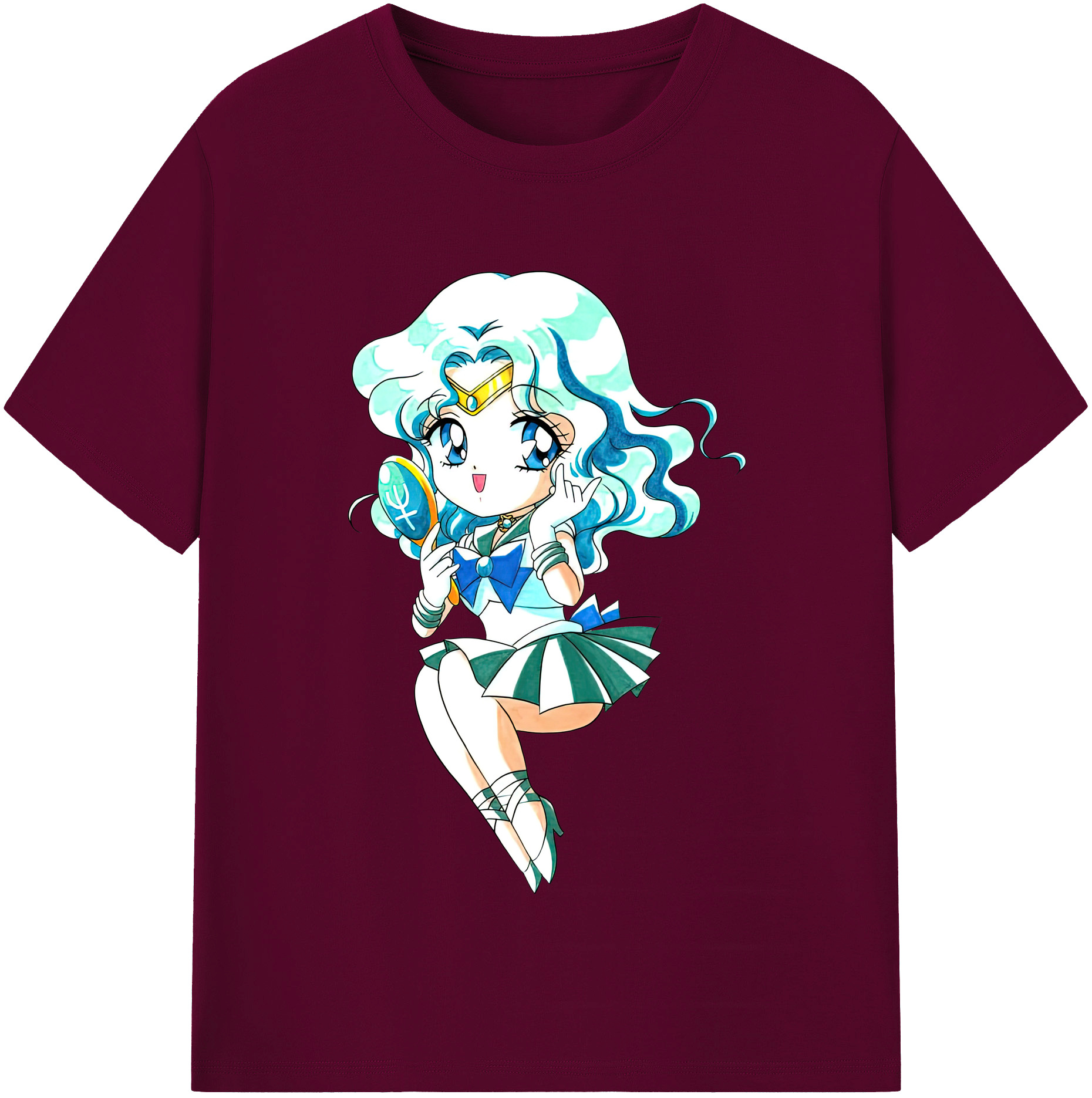 （画像用） 美少女戦士セーラームーン 海王 みちる（かいおう みちる） Sailor Moon Kaiou Michiru レディースカジュアルプリントTシャツ（綿100％）
